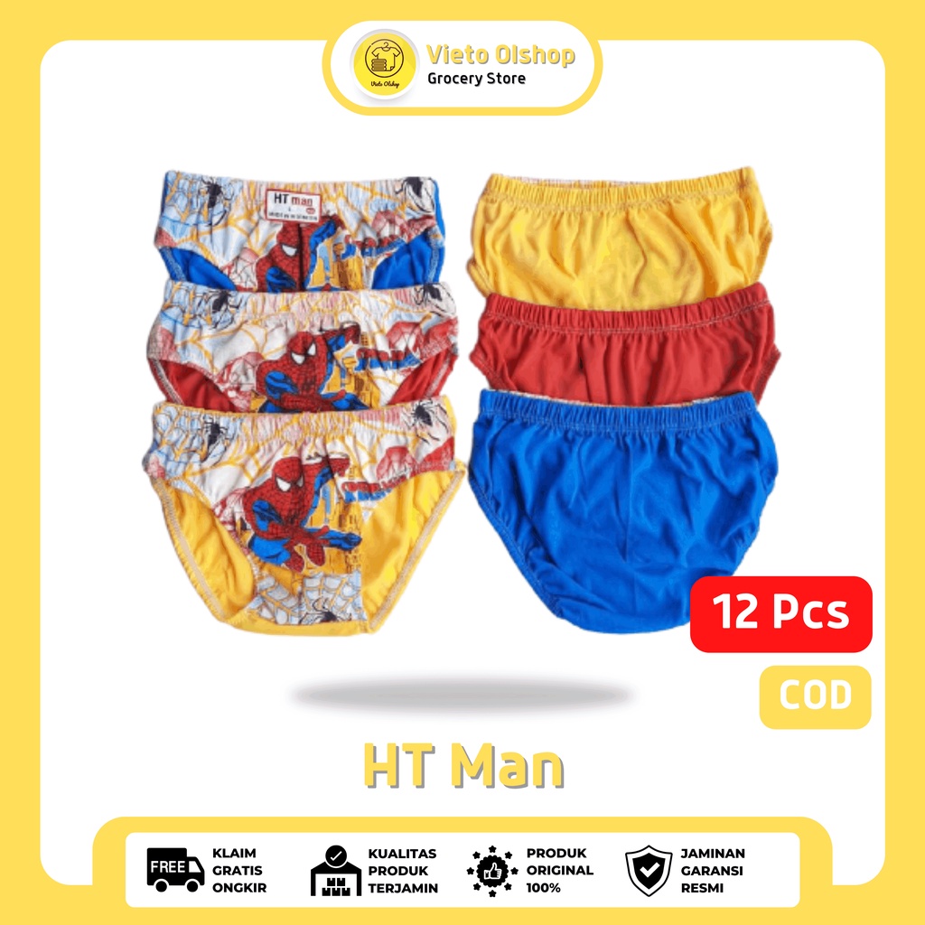 Celana Dalam Anak Laki-Laki HT Man Motif Random Isi 12 Sempak Anak Laki-laki Selempak Cowok Slempak 
