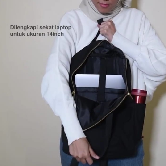 TAS BACKPACK LAPTOP KANVAS MULTIFUNGSI TO WAYS GOLDY