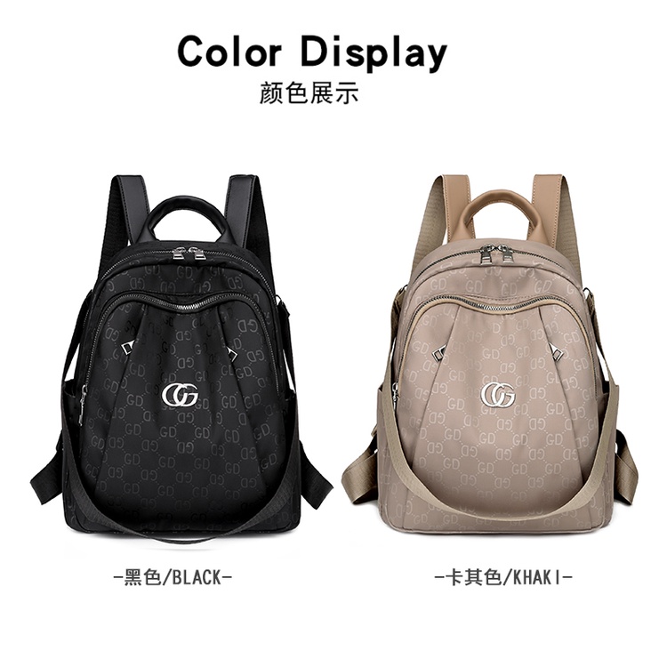 BJ31978 - BLACK/KHAKI - TAS RANSEL NYLON WANITA FASHION IMPORT MODIS ELEGAN TERMURAH TERLARIS TERBARU BAGSTORE JAKARTA TAS BATAM LT1978 BQ3355 CR7618