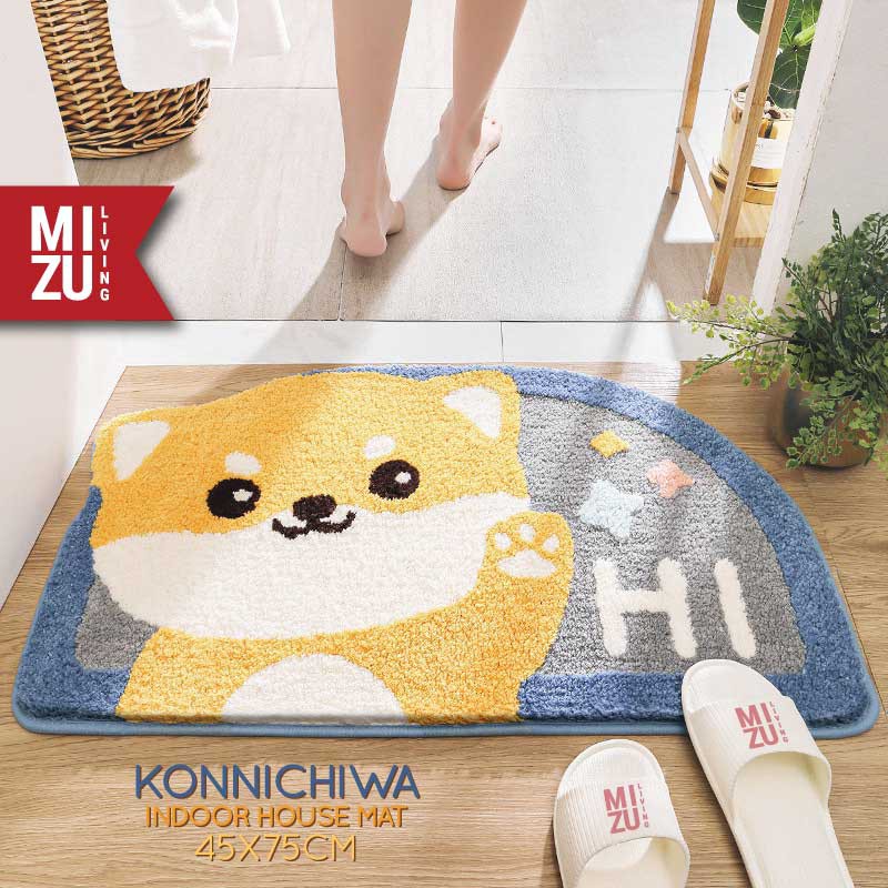 KONNICHIWA Indoor House Mat Keset Bulu Rumah Kamar Mandi Serbaguna Anti-Slip Serap Air 45x75cm