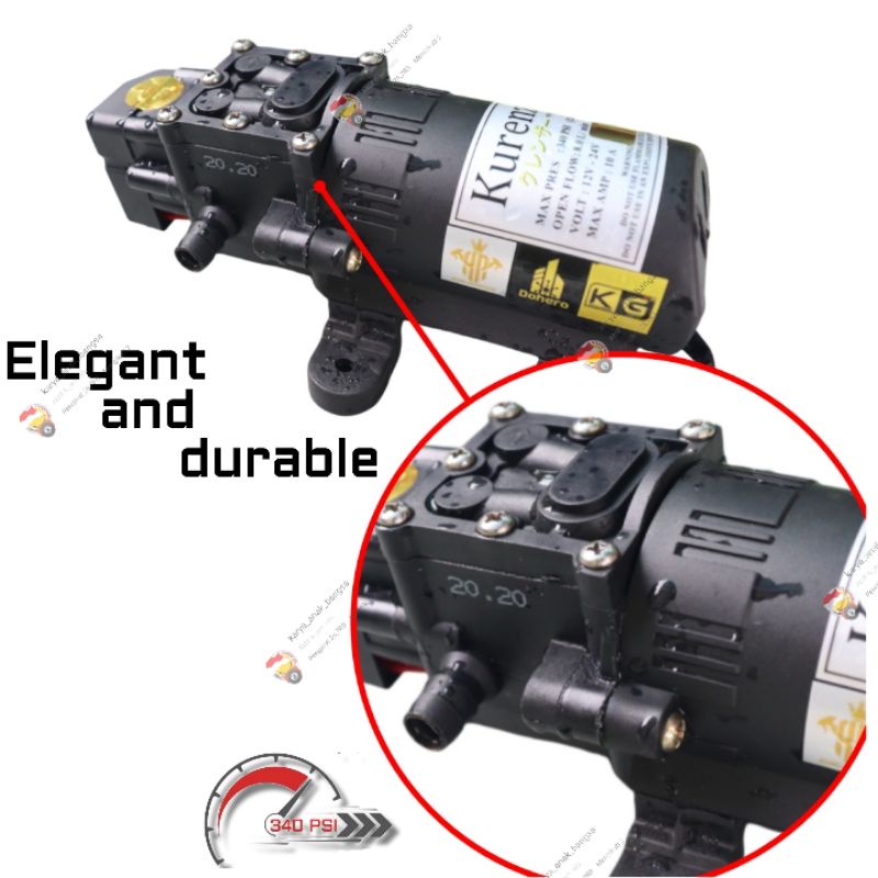 🟡 Paket Mesin 340psi Otomatis Water Pump DC Dinamo  Tekanan Tinggi Air  Diafragma Elektrik Motor