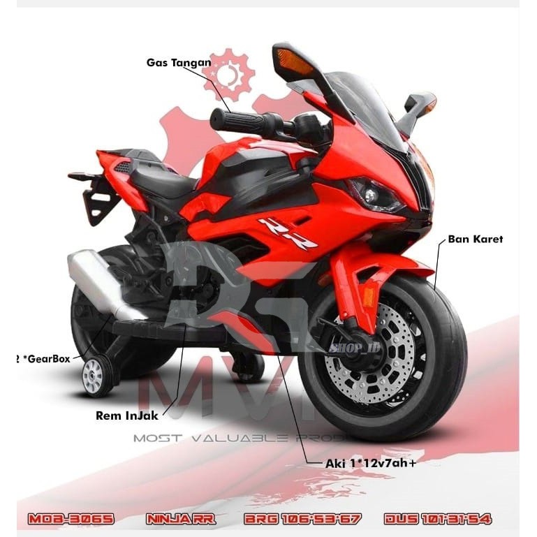 Mainan anak motor aki Ninja RR Sport (MOB-3065)