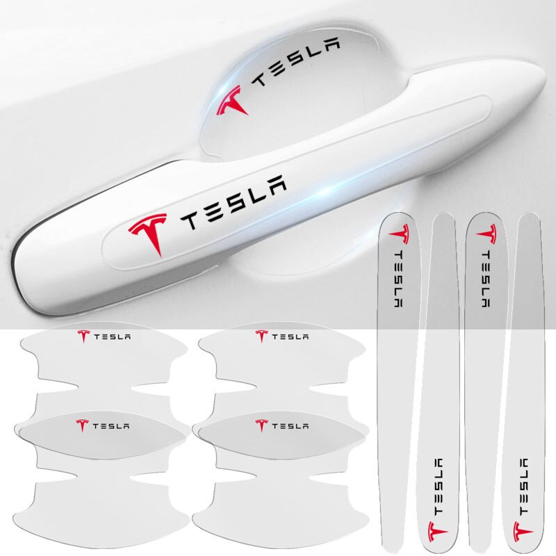 8pcs Stiker Film Pelindung Gagang Pintu Untuk Teslas Model 3 2021 Model S X Y