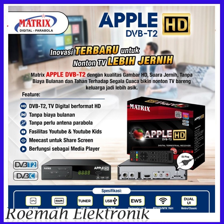 STB MATRIX APPLE HD DVB T2 DIGITALTERRESTRIAL RECEIVER