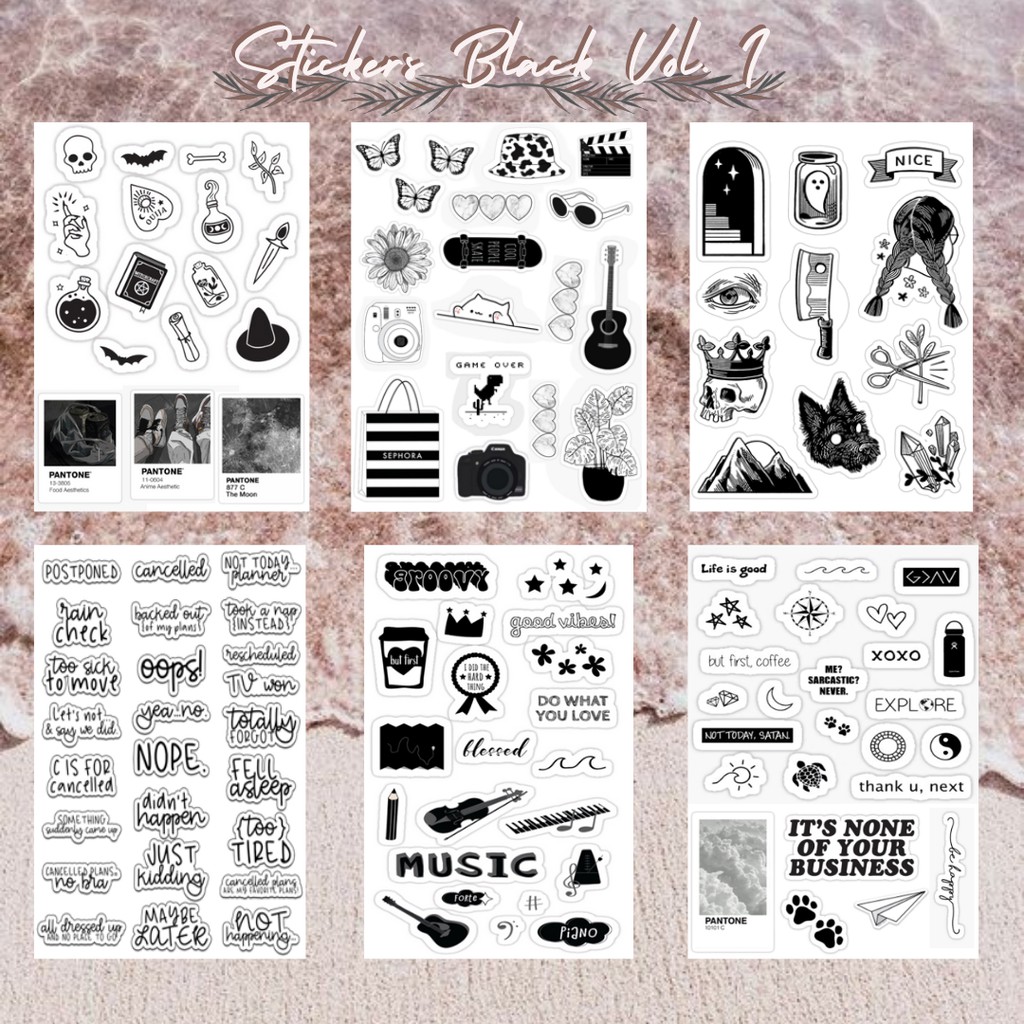 

Sticker Black Vol. I / Sticker Tumblr / For Case / Sticker Journaling / Sticker Vsco