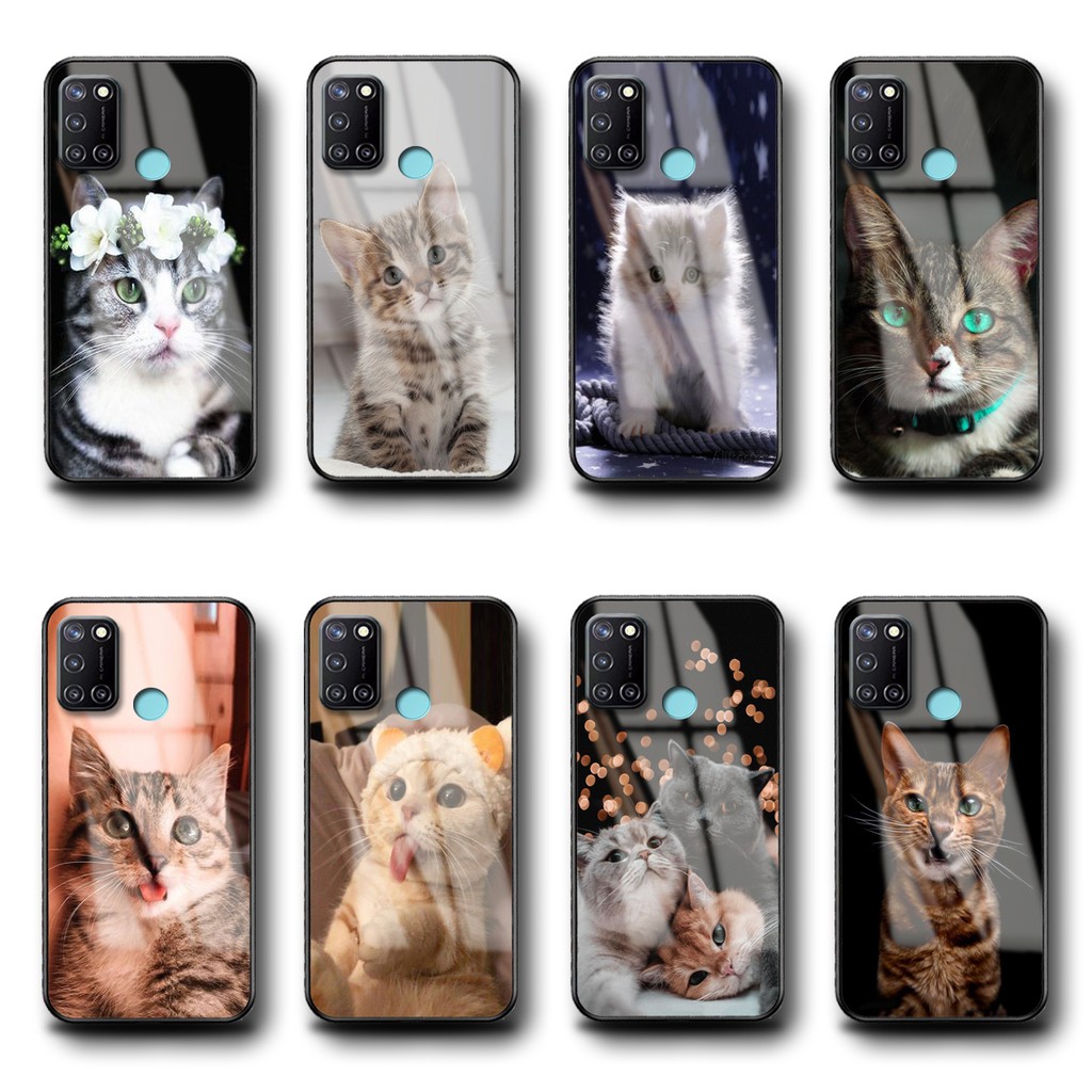 Softcase Glass Kaca Realme C17 KITTY [SF77] Casing Handphone Realme C17 Case Hp-Pelindung Handphone
