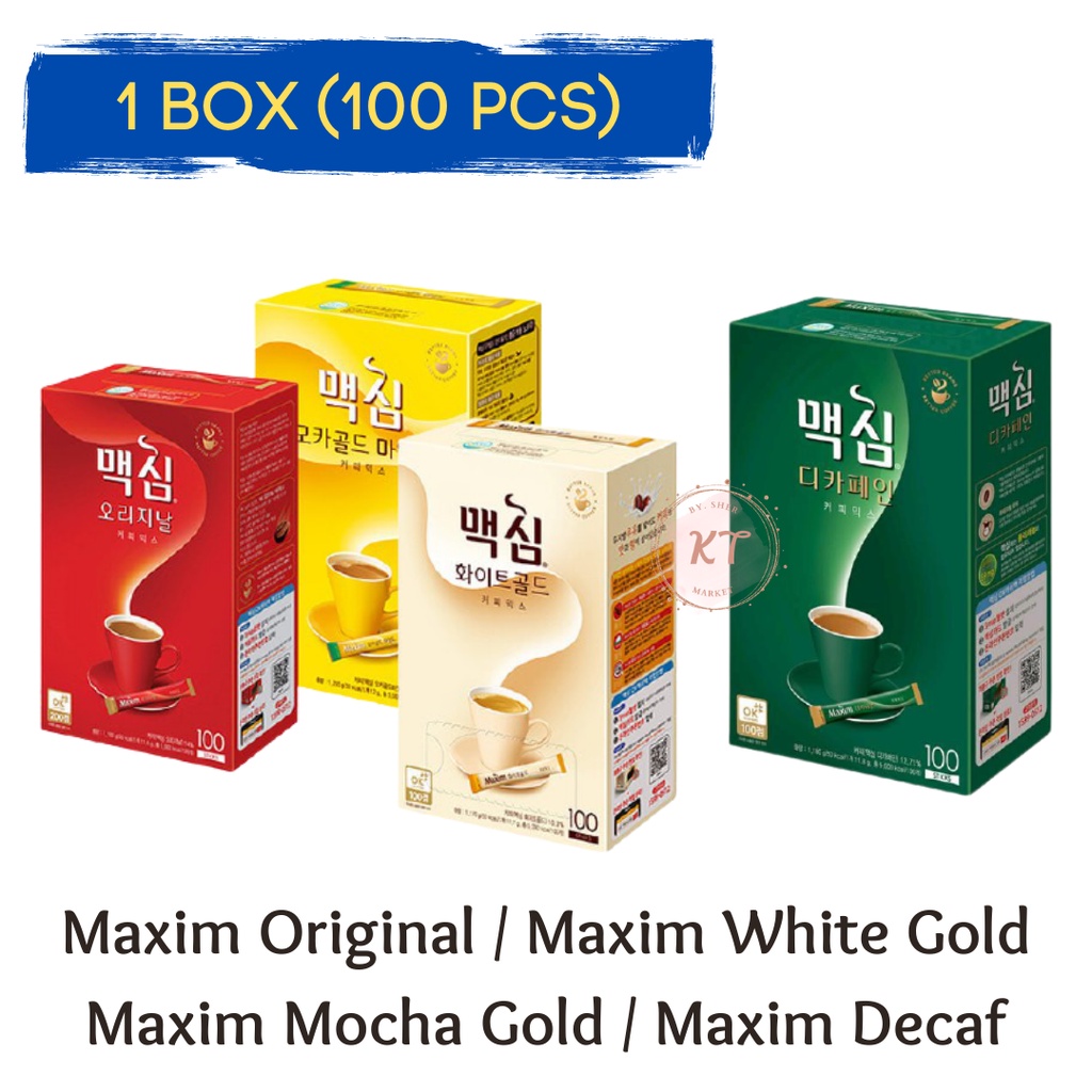 MAXIM COFFEE 1 BOX (ISI 100 PCS) MOCHA GOLD, WHITE GOLD, ORIGINAL, DECAF MAXIM