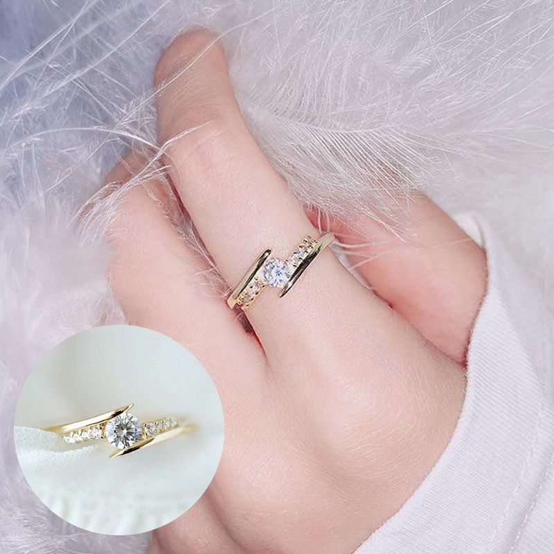 SANGCAKRA COD - Cincin Wanita Lapis Emas 18K Gold - Cincin Korea Kristal Unik Cincin Cewek Remaja - B5