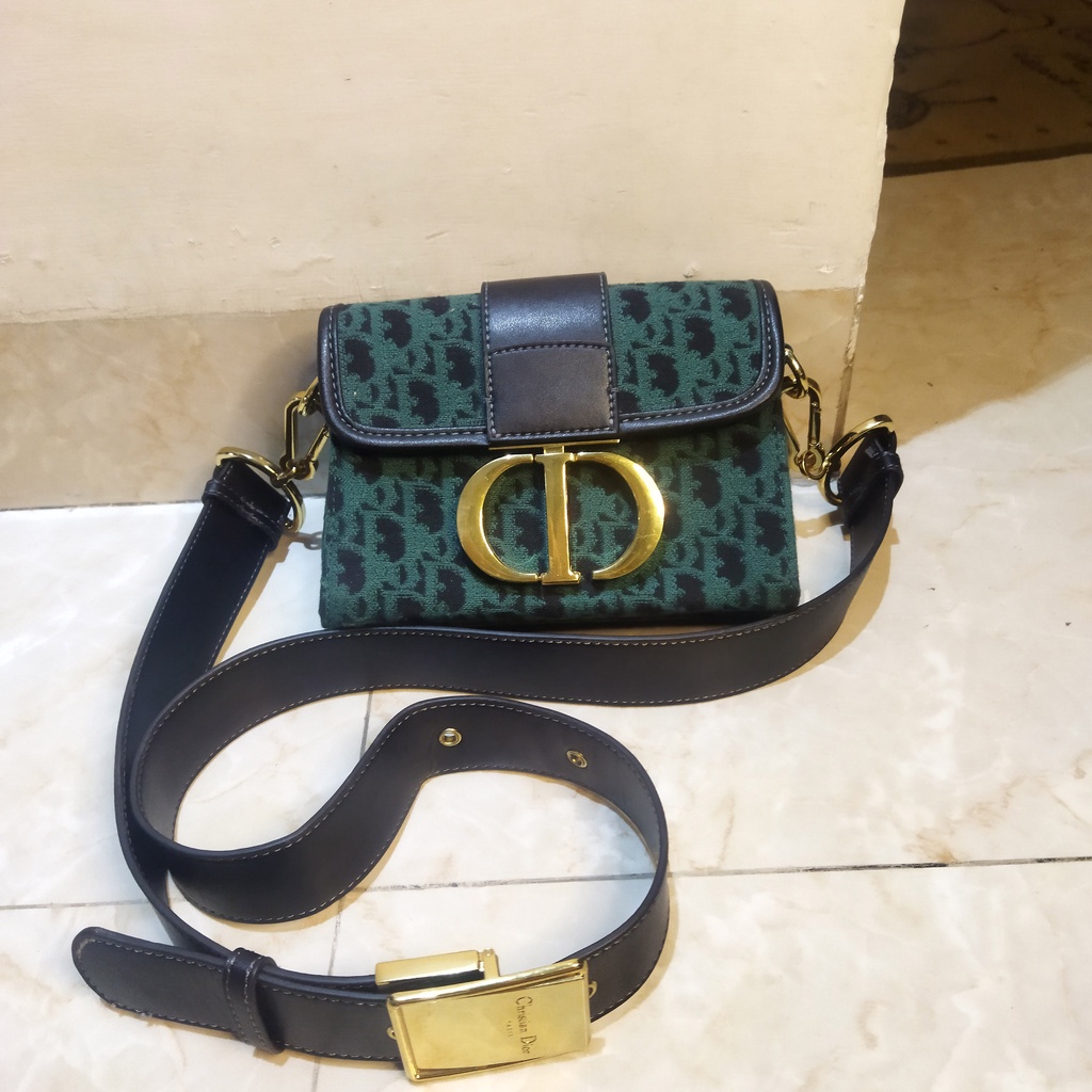 Tas Preloved Hand Bag Wanita Kanvas Tali Kulit Christian Dior