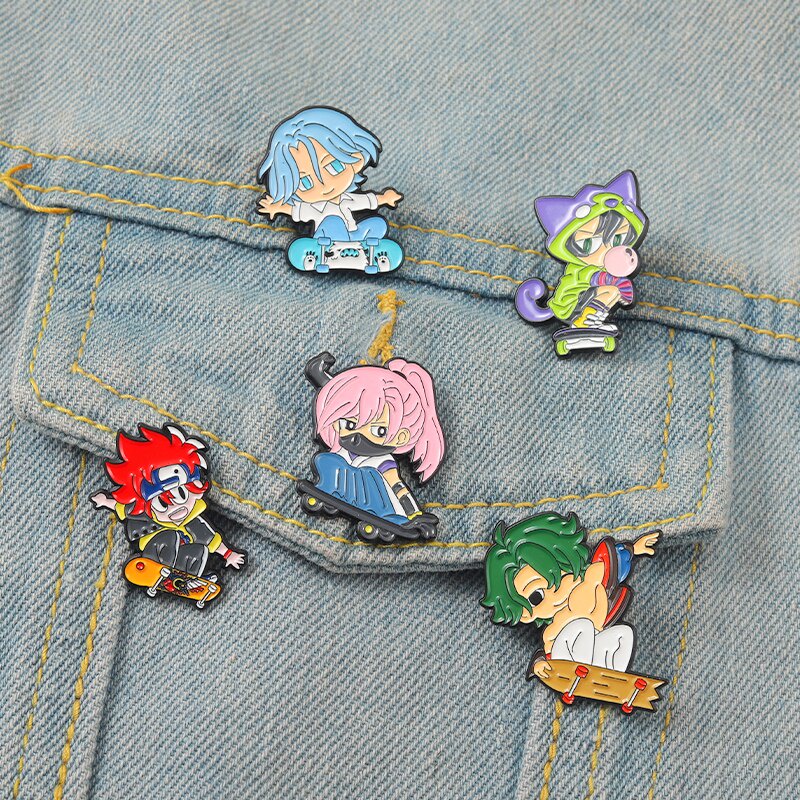 Bros Pin Enamel Desain Kartun Anime 5 Gaya Untuk Hadiah Teman