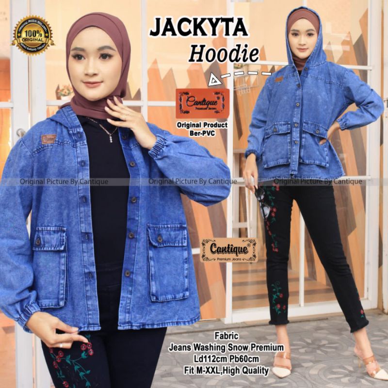 jackyta hoodie jaket jeans cewek by cantique