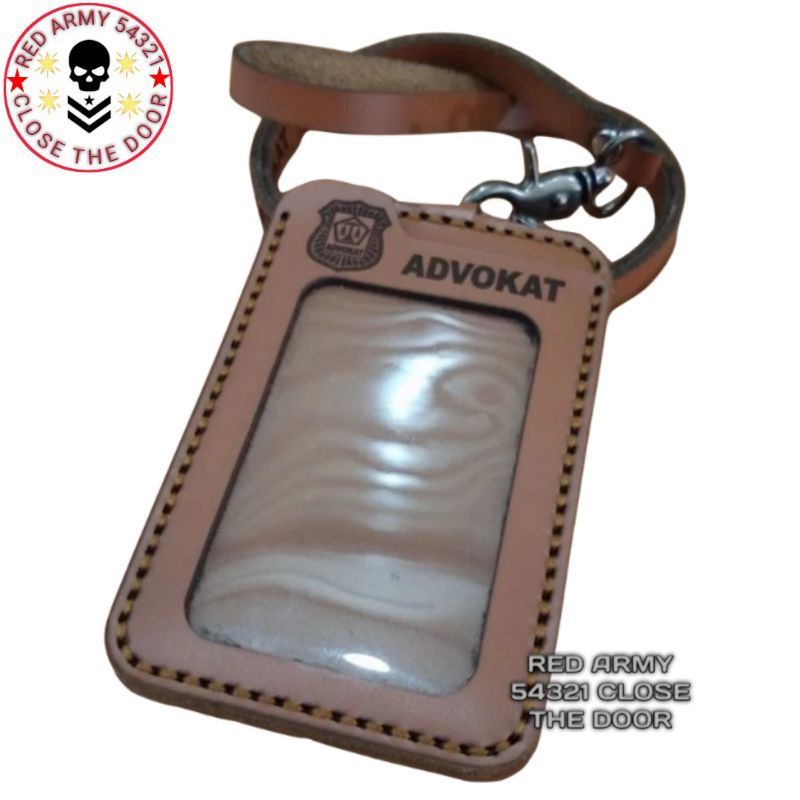 

Holder ID Card Kulit Asli - Tali Lanyard Nametag Logo ADVOCAT