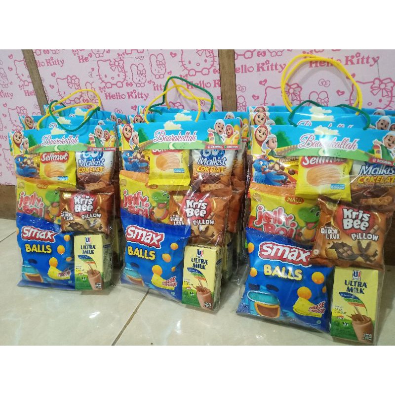 snack ultah murah / paket ulang tahun / bingkisan snack /goodiebag snack/snackultahsurabaya/ Bingkisan Snack Label / Snack Ultah Anak Kekinian