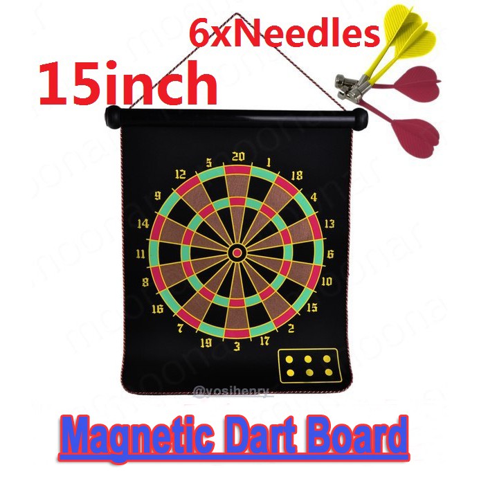 Magnetic Dart Game 15&quot; + 6 magnet arrow Bolak balik depan belakang