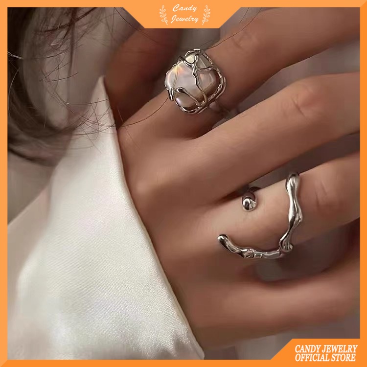 Cincin Jari Telunjuk 925 Sterling Silver Aksen Mutiara Untuk Wanita