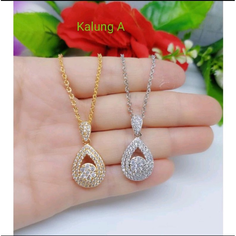 Set Perhiasan Kalung+Liontin Xuping Permata Lapis Emas 18k