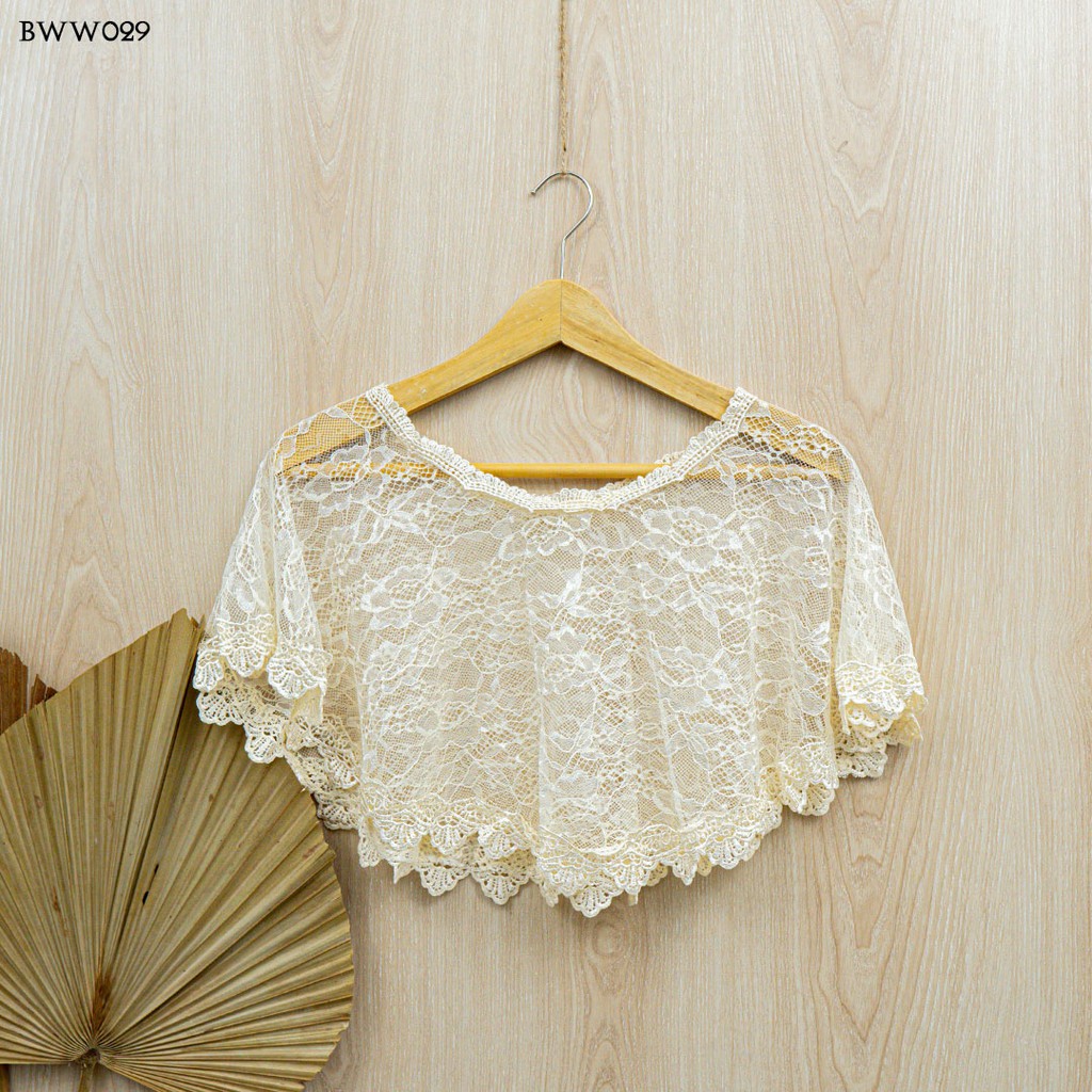 LENKA Aksesoris Pengantin Baju Pesta Bolero Outer Cardigan Renda Brokat Modern BWW029