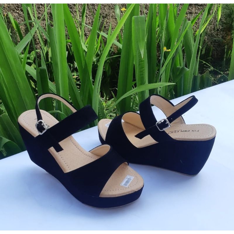 fahrie shoes sendal wedges wanita tali kokop bandua