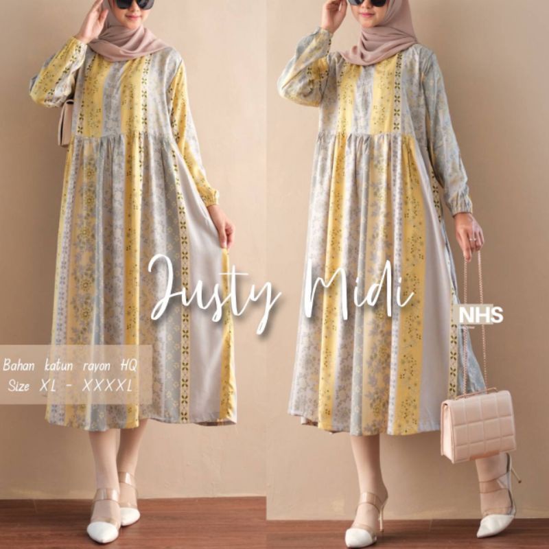 Gamis midi dress L XL XXL XXXL XXXXL ld 100 110 120 130 140 kekinian viral 2022 model ussy