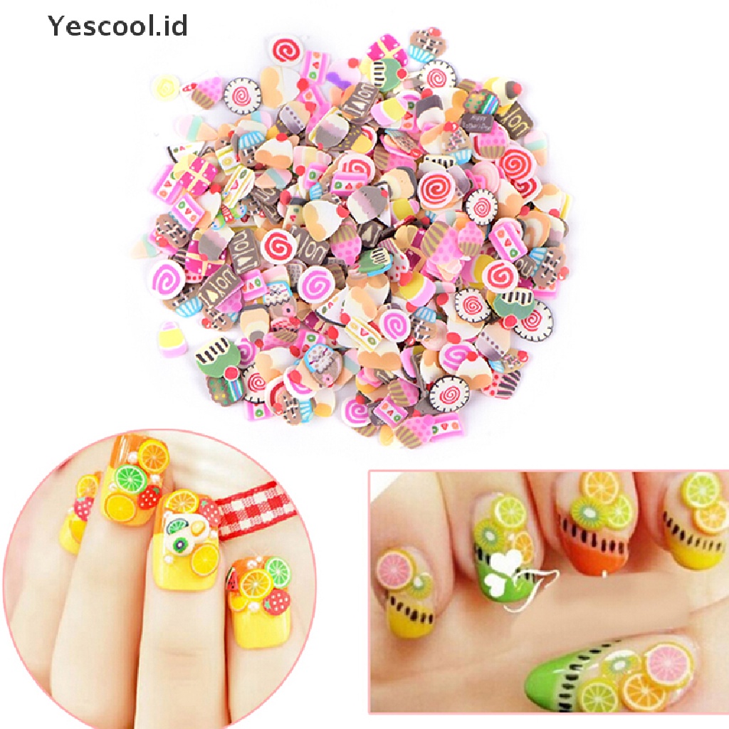 250pcs Stiker Polymer Clay Desain Campur Untuk Dekorasi Manicure Nail Art