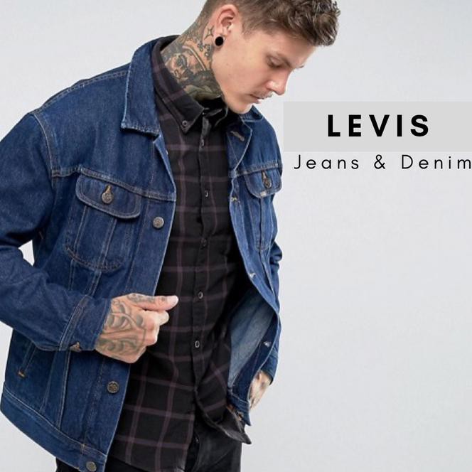 Ucv2 Jaket Jeans Levis Cowok Biru Tua - Biowash - Biru Garment High Quality - Biru Tua, M 7Fsi