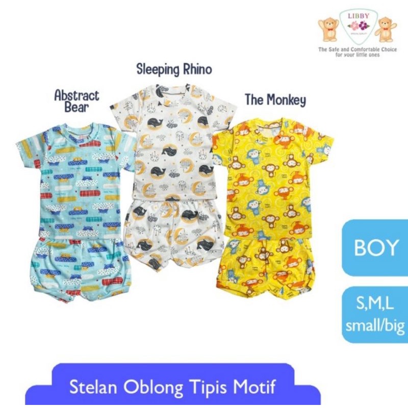 Libby Setelan Oblong Pendek Tipis Untuk Boy &amp; Girl/Pakaian Bayi Libby