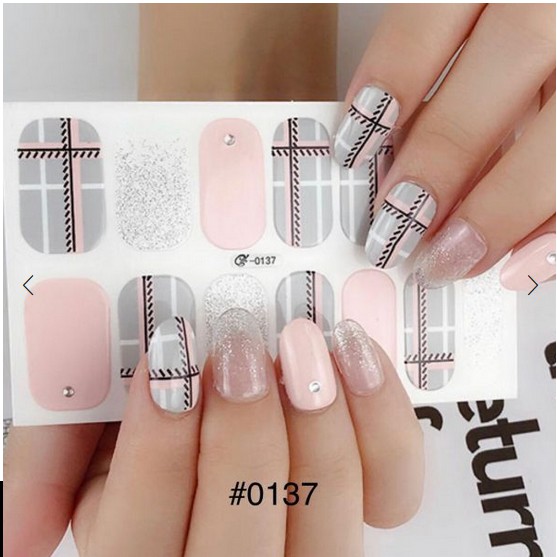 (14Pcs) Stiker Kuku Model Korea / Nail Sticker / Stiker Kuku Mickey Bear / Nail Art