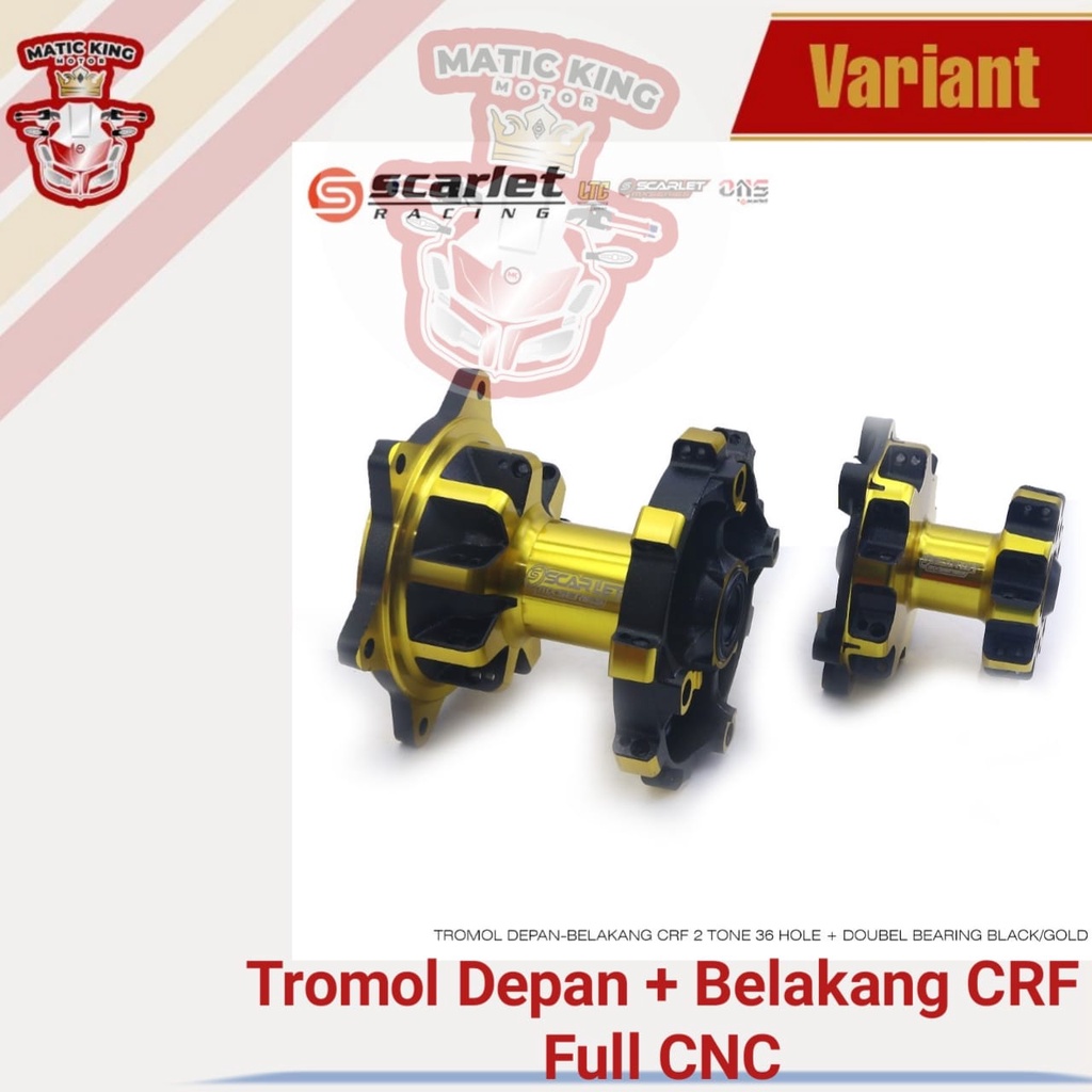 Tromol CRF 150 set Scarlet Hole 36/36 Full CNC depan dan belakang