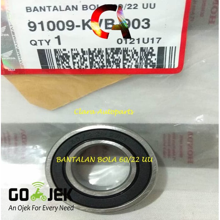 BEARING 60/22 LAHAR 60/22 LAHER 60/22 KLAKER 60/22 UU KVB BEARING RODA BELAKANG VARIO BEAT SCOOPY SPACY 6022