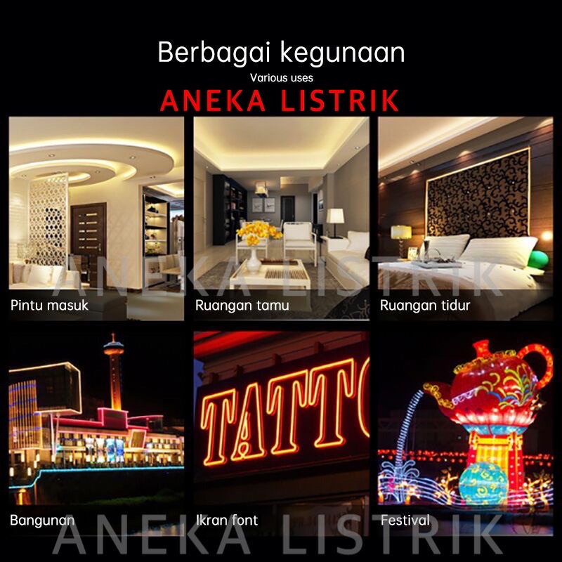 Evrydaygift Paket Lampu Led Neon Flex 220V Waterproof Tinggal Colok Siap Pakai / Lampu Kamar Lampu