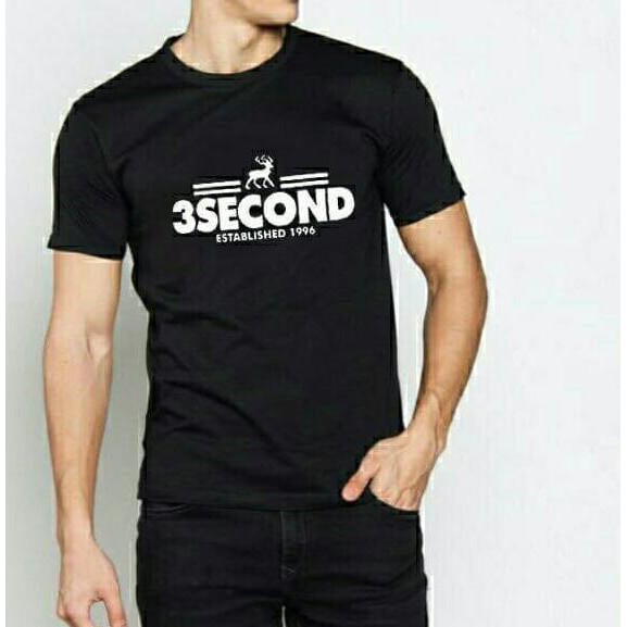 Super Kaos Pria / Kaos Distro / Kaos Cowo 3 Second - Hitam Sale