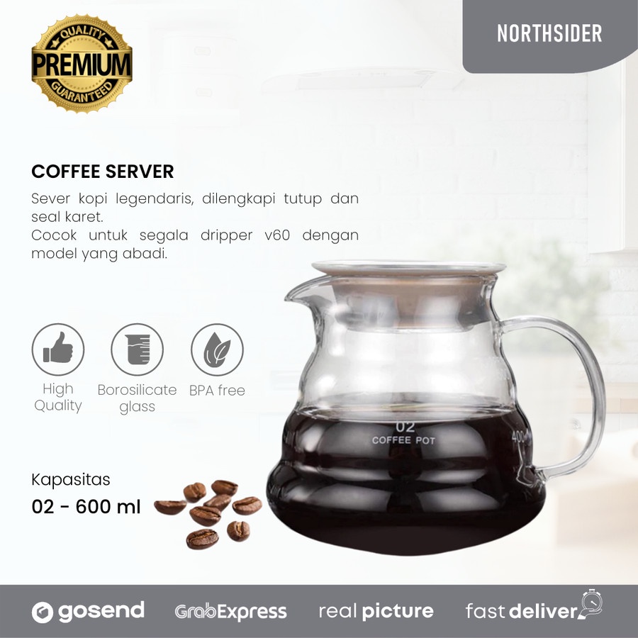 V60 COFFEE SERVER 01 360ml / 02 600ml | SERVER KOPI GLASS POUR OVER