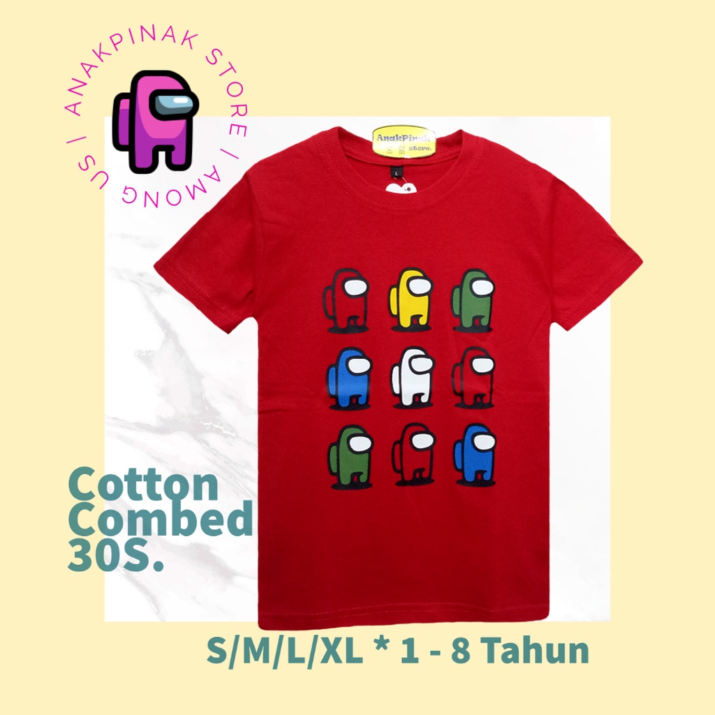 Kaos Anak Distro motif Among Us harga grosir kualitas premium - Merah