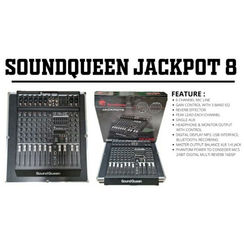 Mixer SOUNDQUEEN JACKPOT 8 (8 Channel) Original SQ JACKPOT8 Free Koper