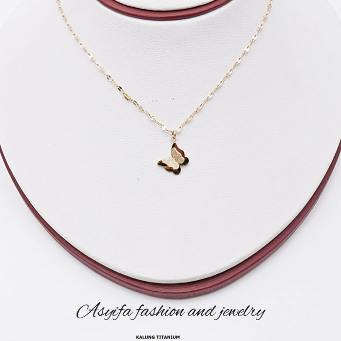 kalung titanium kupu-kupu panjang 45 cm - kalung titanium