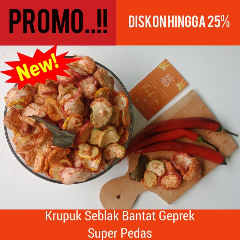 

BARU!KERUPUK SEBLAK BANTAT GEPREK SUPER PEDAS Berat : +/-30 Gram