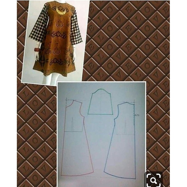 POLA INSTAN Tunik /POLA JIPLAK TUNIK/POLA BAJU ATAU ATASAN