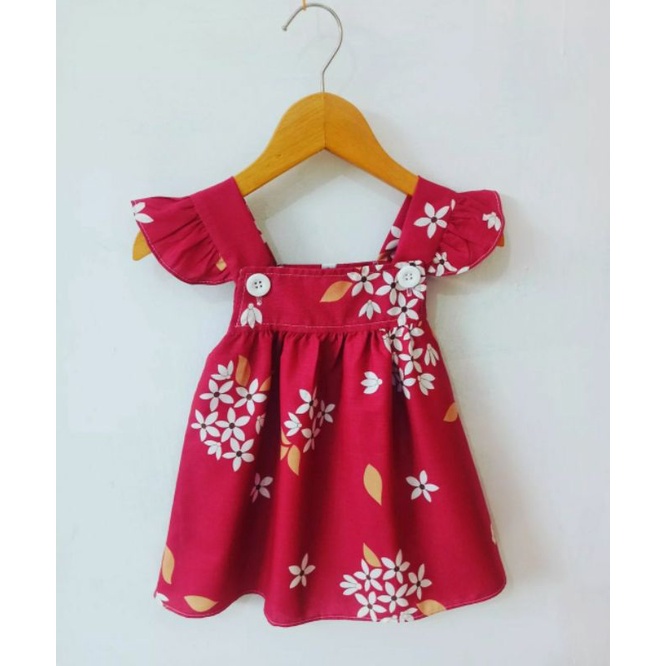 Dress Bayi Perempuan 0 6 12 18 Bulan Dress Overall Anak Bayi Murah-Merah