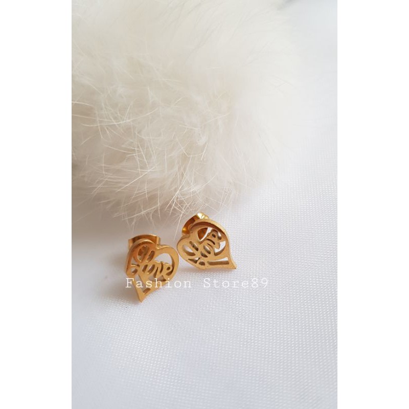 Anting Tusuk Love02 impor bestseller titanium gold Antikarat selamanya anak dan dewasa