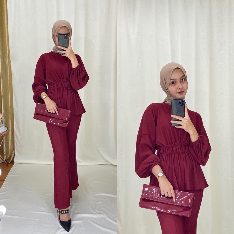 NENCY SET BAHAN PLEATS IMPORT / SETELAN BESTSELLER / ONE SET PREMIUM TERMURAH