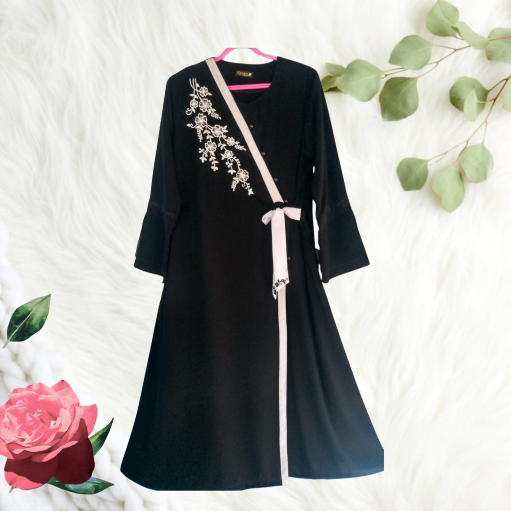 Jubah Akhwat motif Garis Samping Bunga By Qonita collection