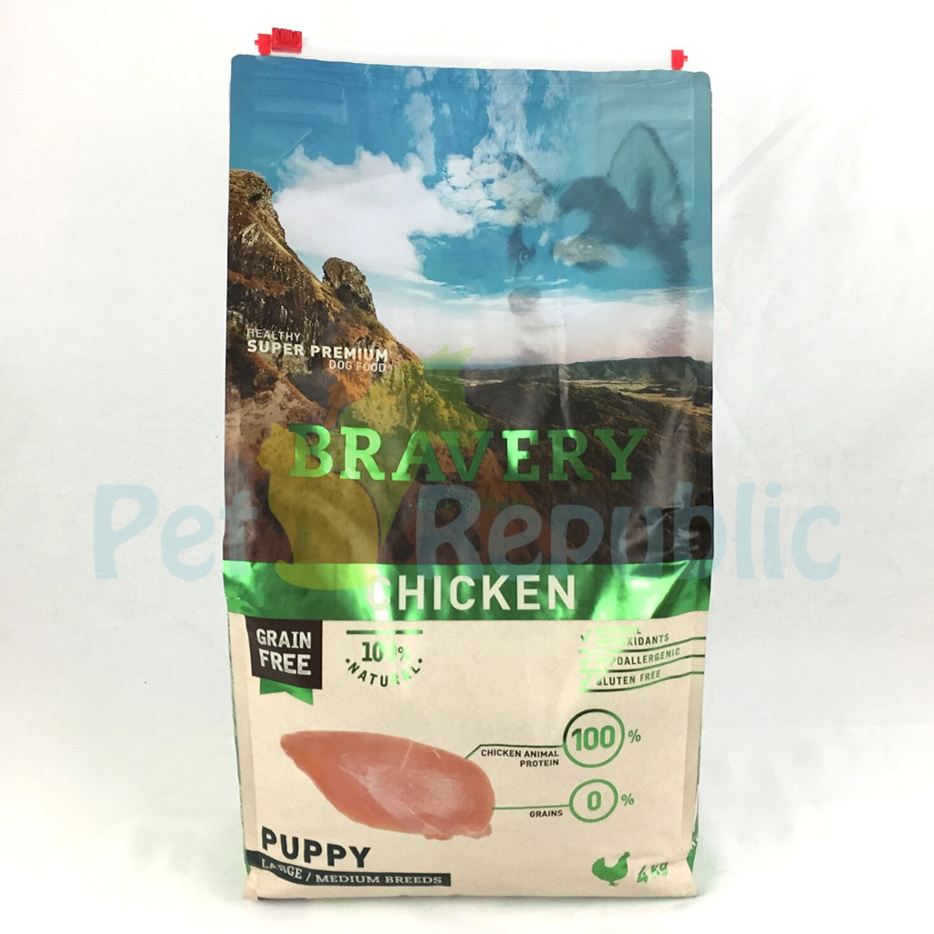 

BRAVERY Makanan Anakan Anjing Medium Puppy Chicken 4kg