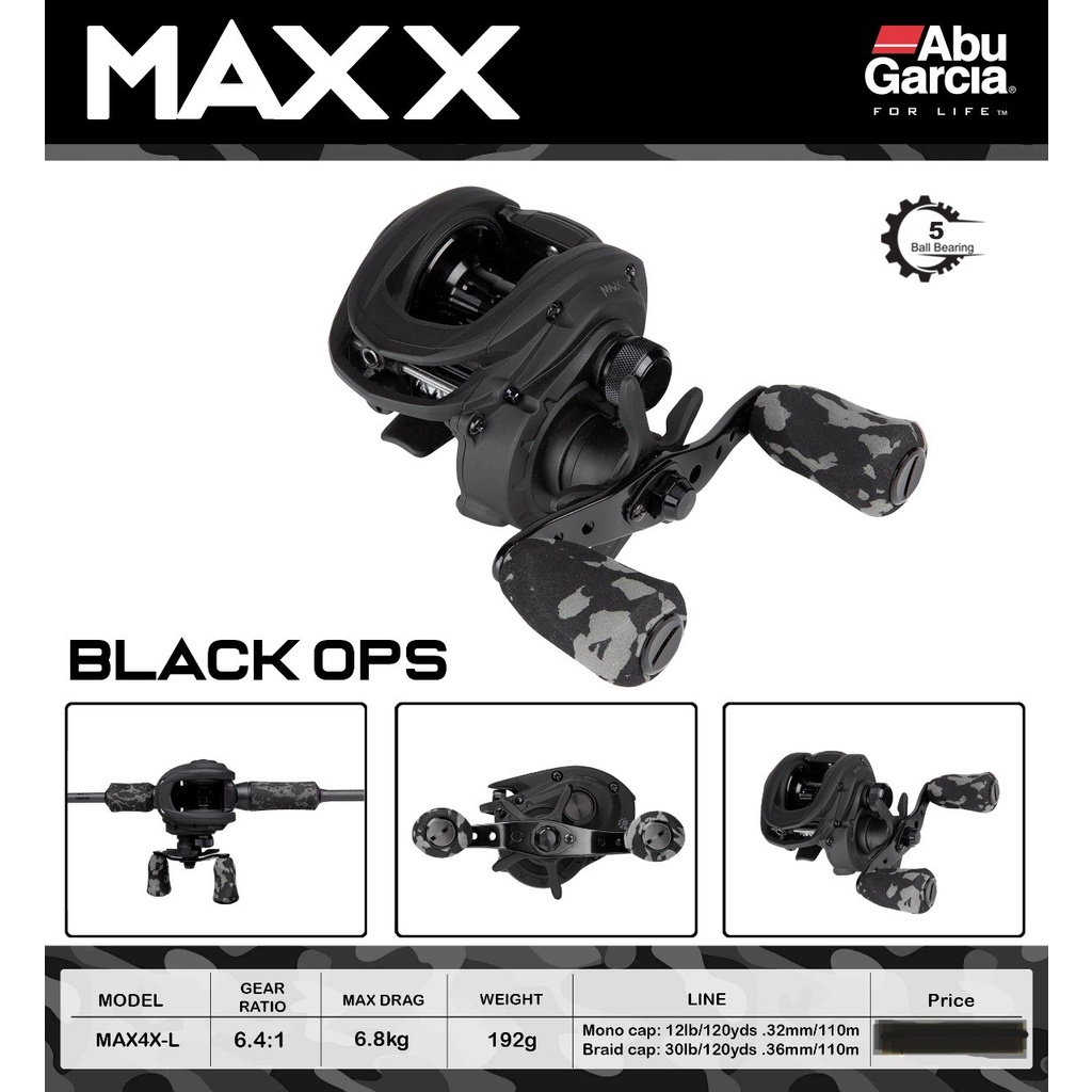 Reel BaitCasting Abu Garcia MAX X Black OPS - MAX4X-L/Left