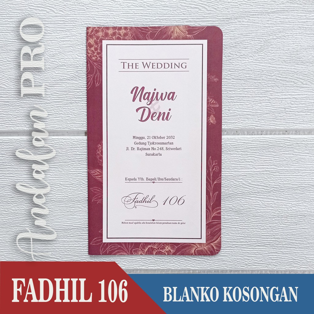 Fadhil 106, Blanko Kosong - Blanko  Undangan Kosongan Harga Distributor