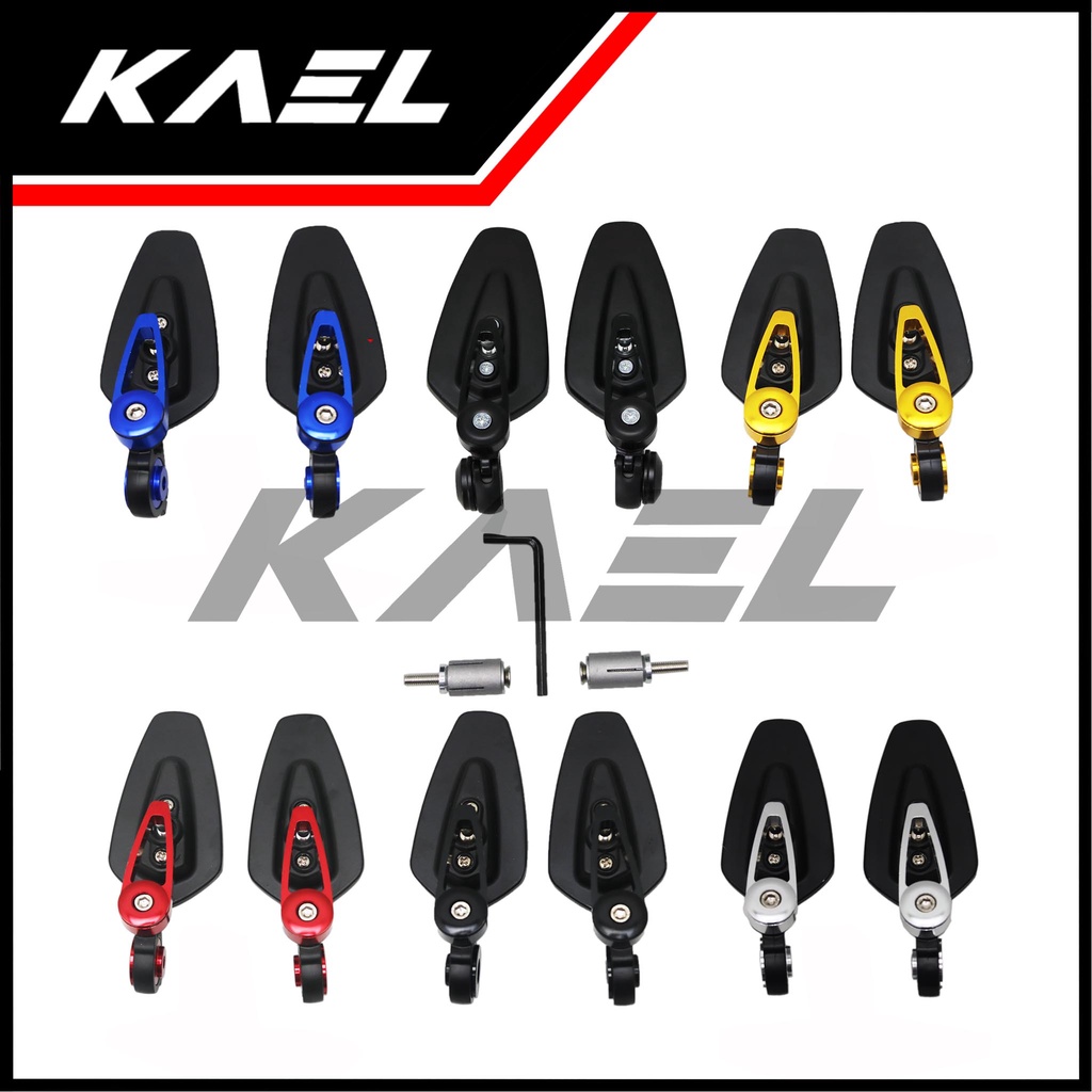 Spion Jalu Oval Full CNC Motor Universal Hitam-Biru-Merah-Silver-Emas Sepion Variasi Bandul Kaca Biru-Putih Black-Blue-Red-Gold