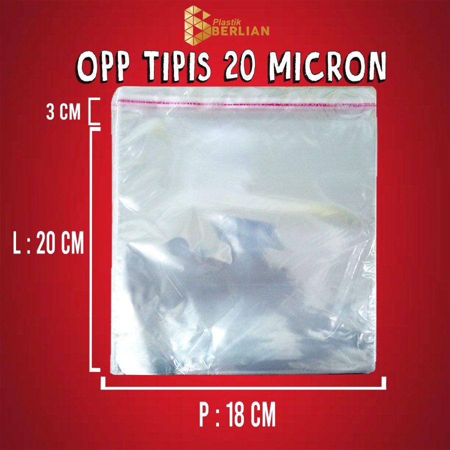 

18 x 20 cm Plastik OPP TIPIS (100 lbr) lem/seal