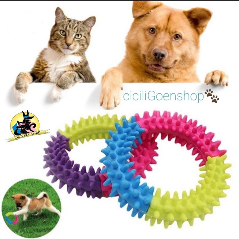 Gigitan bentuk Donat rubber solid mainan gigit anjing tulang karet dog toys chewing puppies chew