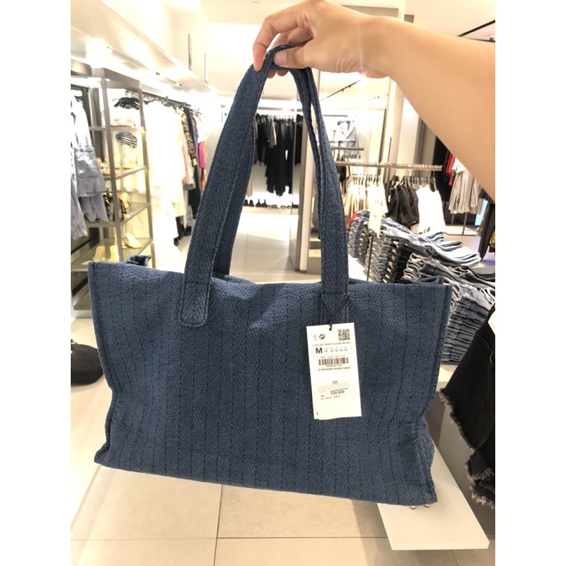 Jastip Zara Tote Bag Bahan Denim New