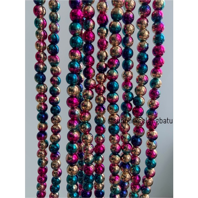 spacer multicolour 6mm steel bulet bahan gelang kalung charm premium