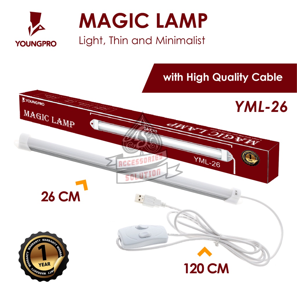 GARANSI 12 BULAN!! YOUNGPRO LAMPU LED STRIP USB LAMPU TRAVEL DAPUR TABUNG PANJANG PORTABLE YML-01